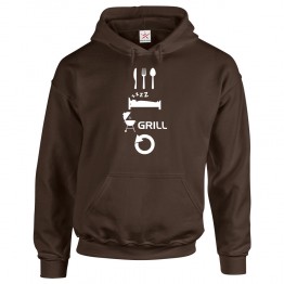 Eat Sleep Grill Repeat Funny Kids and Adults Pull Over Hoodie for BBQ Lovers
